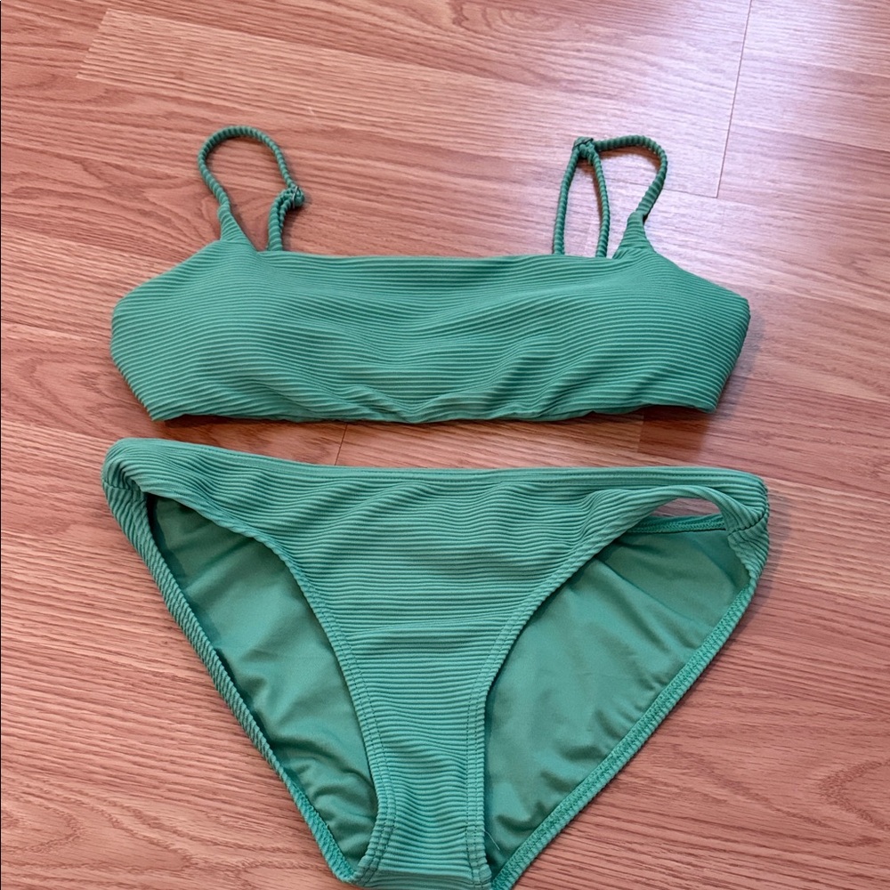 Billabong Green Ribbed Bikini Set